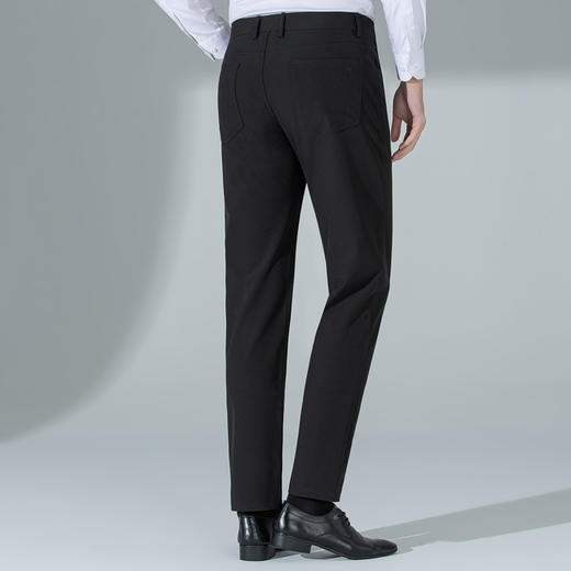 圣得西四面弹易打理仿牛仔黑色休闲裤男2025夏季新款修身直筒长裤 商品图3