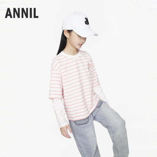 女童圆领长袖针织衫秋季新款安奈儿童装EG531613 商品图1