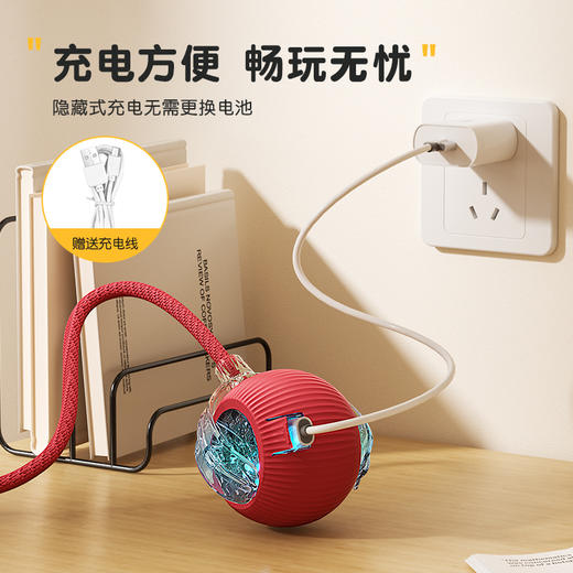 【七彩灯光，猫咪都是追光者~】猫玩具猫咪智能逗猫球 自嗨解闷小猫自动躲避 宠物电动突滚滚棒神器-QA 商品图4