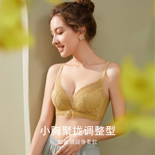 熳洁儿 小胸显大聚拢内衣云感棉不空杯收副乳防下垂蕾丝21761513 商品图7
