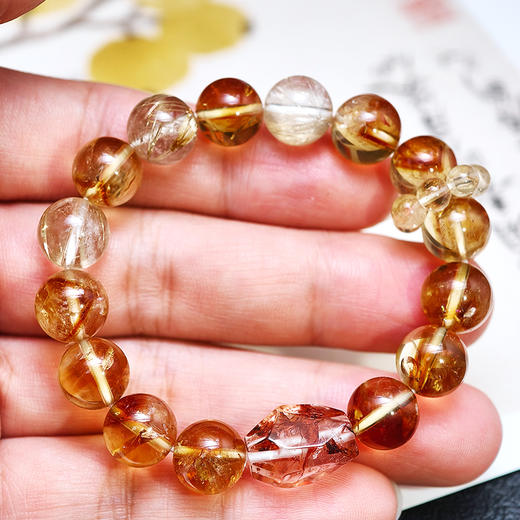 易祈吉祥黄塔晶手串金发晶饰品胶花水晶女款送礼 商品图3