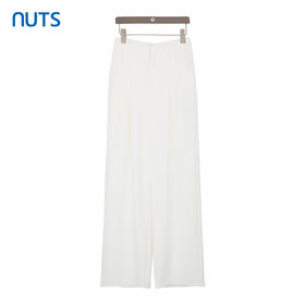 NUTS商场同款夏季白色简约高腰显瘦阔腿休闲长裤女423072238