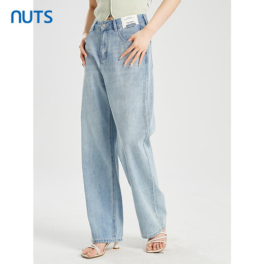 NUTS商场同款夏季蓝色简约气质休闲宽松直筒牛仔裤422112281 商品图1