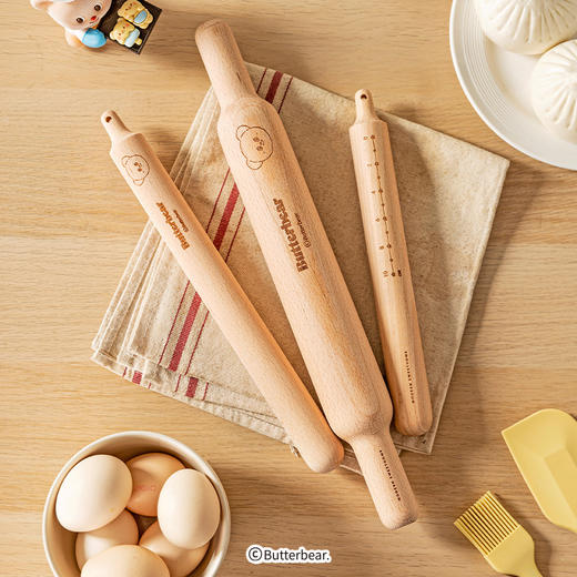 摩登主妇&黄油小熊 擀面杖家用食品级杆面棒饺子皮实木擀面棍 商品图3