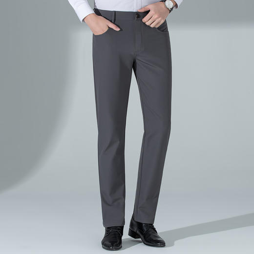 圣得西四面弹易打理仿牛仔黑色休闲裤男2025夏季新款修身直筒长裤 商品图4