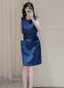 【高品质私服】【IC轻薄棉弹牛仔及膝连衣裙】经典藏青色牛仔 配色隽永 不易过时，优雅又性感N1281-CC【无标出货 介意慎拍】 商品缩略图1