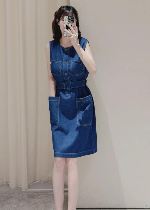 【高品质私服】【IC轻薄棉弹牛仔及膝连衣裙】经典藏青色牛仔 配色隽永 不易过时，优雅又性感N1281-CC【无标出货 介意慎拍】 商品图1