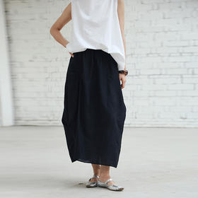 绽放444朵/【黑白灰系列·黑天鹅与白天鹅】莫代尔丝麻花苞半身裙