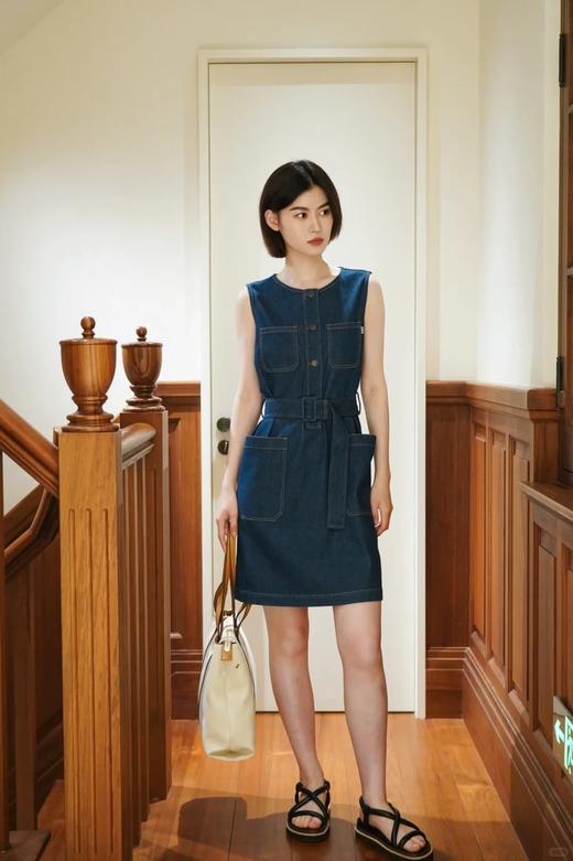 【高品质私服】【IC轻薄棉弹牛仔及膝连衣裙】经典藏青色牛仔 配色隽永 不易过时，优雅又性感N1281-CC【无标出货 介意慎拍】 商品图8