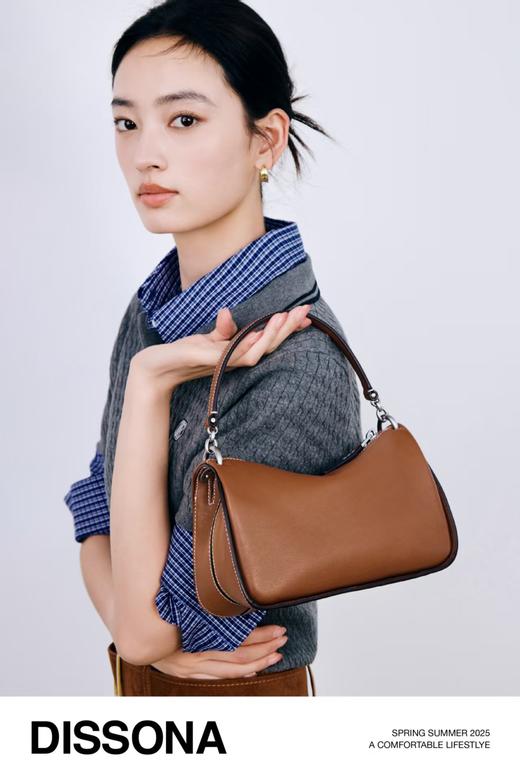 迪桑娜董洁同款新品回声hobo包植鞣牛皮女包单肩斜挎包腋下饺子包 商品图0