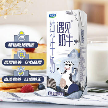 君乐宝遇见奶牛全脂纯牛奶200mL*24盒整箱量贩装 营养早餐 家庭分享 商品图1