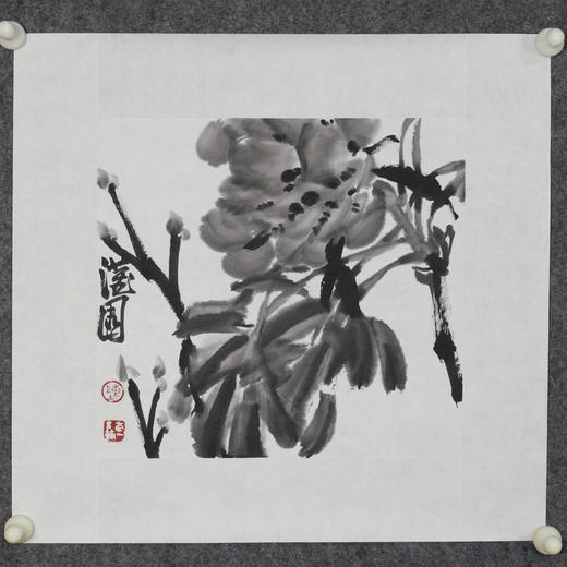 陈太一《牡丹花》国画原作33CM*33CM 手绘宣纸花鸟作品 商品图5