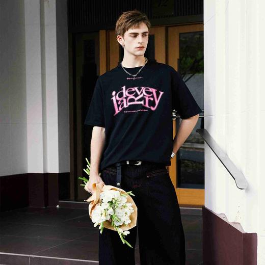 IDEVERRAY圆领夏季上衣情侣运动街头日常印花情侣时尚短袖T恤 商品图4