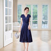 ASE时尚优雅V领连衣裙女2025年夏季新款韩版修身拼接纯色简约真丝裙 商品缩略图2