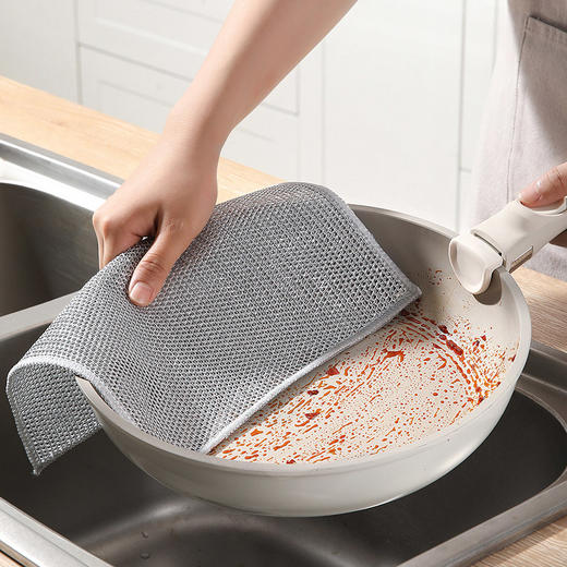 【批发】美丽雅双层加厚厨房银丝抹布刷锅强去污长25宽25 5片/包 商品图8