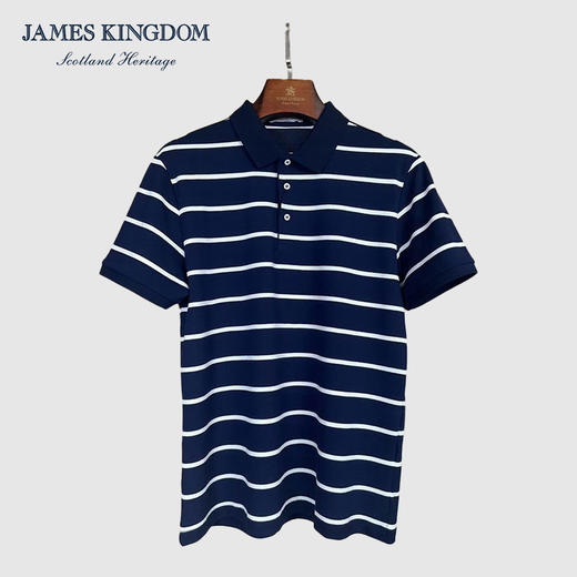 占姆士短袖POLO衫男士2025夏季潮流条纹休闲T恤翻领半袖上衣 商品图2