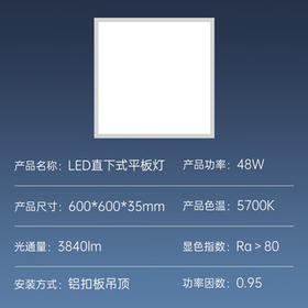 欧普照明（OPPLE）led集成吊顶600*600办公超薄高显色扣板灯面板灯平板灯48W 白光