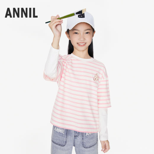 女童圆领长袖针织衫秋季新款安奈儿童装EG531613 商品图0