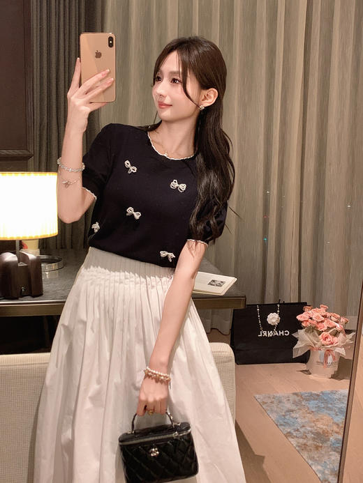 张心子【油画栀子】高腰口袋气质小白裙半身裙 U2507025 商品图2