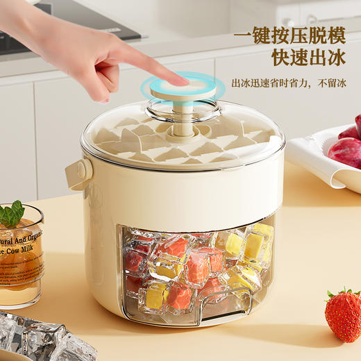 🌞 夏日炎炎，没有什么比一杯加冰可乐更能瞬间降温！ 冰盒+冰桶的双重体验❗真正实现🧊冰块自由💥 【食品级手提式大容量双层按压冰桶8511】 40格大容量👍母婴级安全材质 商品图1