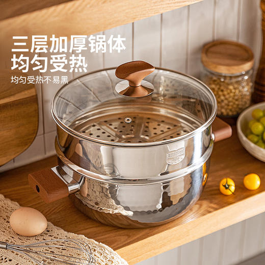 摩登主妇304不锈钢雪平汤锅家用加厚炖锅电磁炉煲汤双耳锅蒸煮锅 商品图1