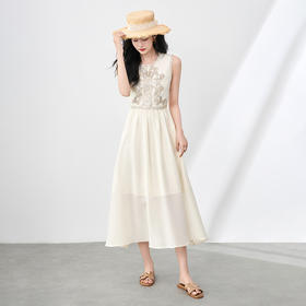 「高货wl」全新升级【铂金会员358/天猫479/差价121】(01630)洛诗琳法式重工刺绣连衣裙2025夏季新款钉珠收腰背心裙女