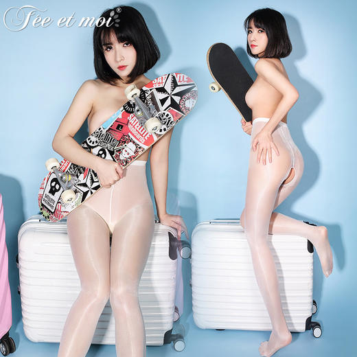 【情趣内衣】霏慕T裆开裆高腰油光连裤袜丝袜7330 商品图5