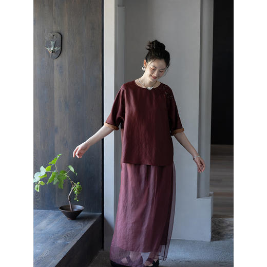 牧衣游原创 欧根纱真丝半裙新品轻薄蓬松优雅气质半身裙 己如烟 商品图2