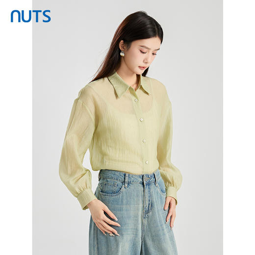 NUTS商场同款夏季宽松简约气质百搭薄款长袖衬衫425011021 商品图2