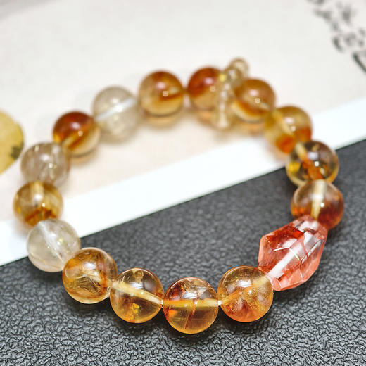 易祈吉祥黄塔晶手串金发晶饰品胶花水晶女款送礼 商品图2