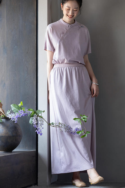 牧衣游棉混纺半身裙轻薄柔软舒适百搭半裙 小院幽 商品图5