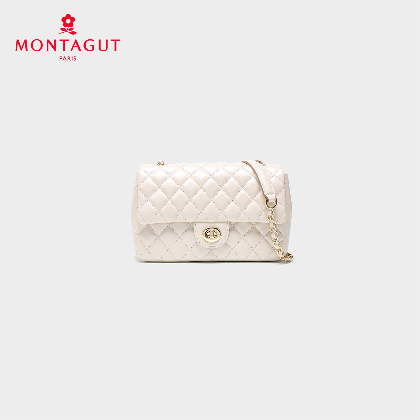 梦特娇女士潮流单肩包新款百搭真皮菱格包时尚斜挎包羊皮链条包 黑色