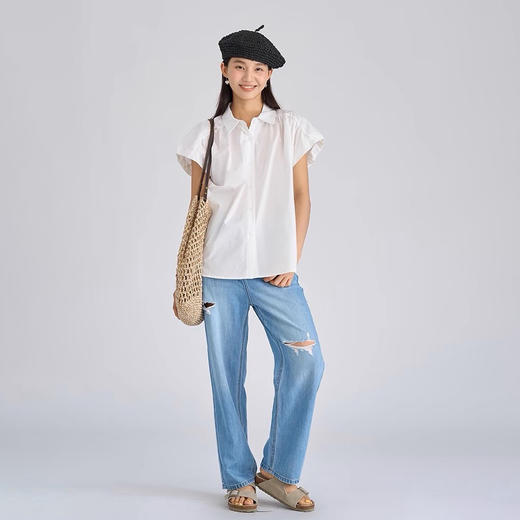 霓颜 纯色文艺小飞袖衬衫 | 两色可选 干练清爽 文艺百搭 小飞袖设计遮肉显瘦 商品图9