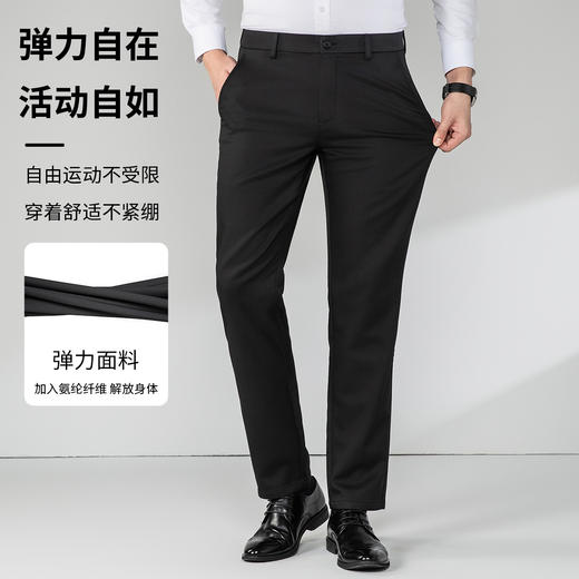 【含桑蚕丝】圣得西2024秋季新款裤子男微弹舒适商务休闲直筒裤 商品图2
