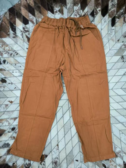 纯色松紧腰抽绳束脚工装裤 商品图3