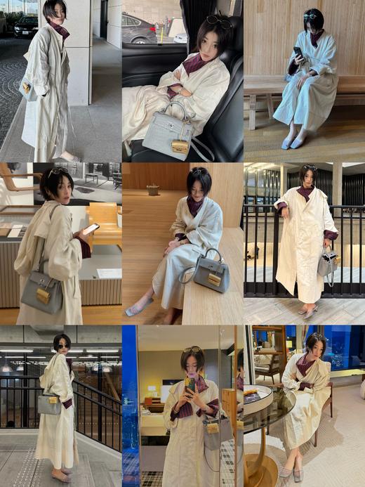 HIDEMI 进口百分百雨露亚麻超大版型大廓形可拆卸帽抽绳设计感长款慵懒时髦风衣 商品图1