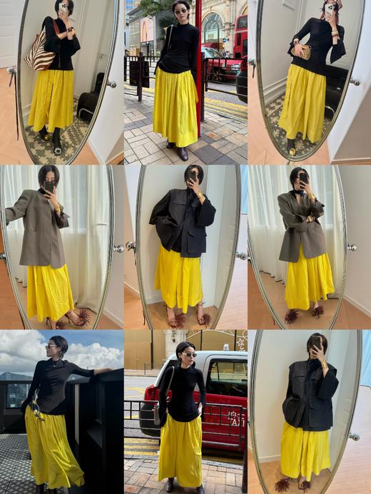 HIDEMI 【董生活同款】极简大伞状微褶皱艺术面料优雅时髦大花苞立裁褶皱半身长裙半身裙 商品图1