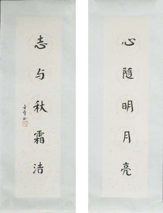 陈金章《心随明月亮 志与秋霜洁》书法原作67CM*17CM手写宣纸对联 商品图6
