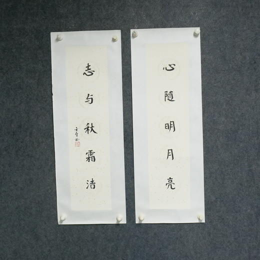 陈金章《心随明月亮 志与秋霜洁》书法原作67CM*17CM手写宣纸对联 商品图3