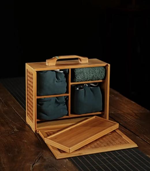 宜兴紫砂壶 一壶两杯两茶罐 和而不流茶器美学 一器一竹见天地 特惠 出行茶具 商品图3