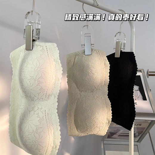 【纯欲花卉蕾丝小胸】抹胸无肩带内衣 固定杯防走光抗敏防滑文胸  商品图3