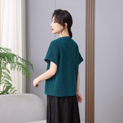 丁摩100%真丝香云纱简洁圆领上衣新款桑蚕丝时尚显瘦双面穿AL5633 商品图3