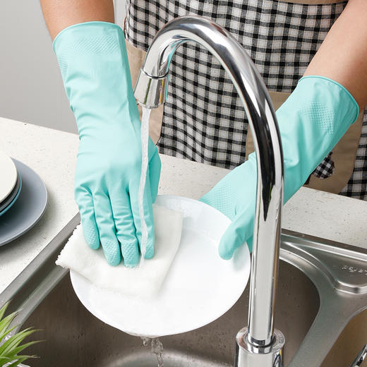 【批发】美丽雅灵巧强韧家务手套耐用厨房卫生手套颜色随机 1双/包 商品图2