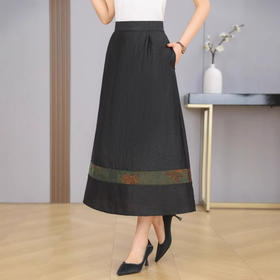 丁摩真丝香云纱龟纹新中式国风休闲新款薄100%桑蚕丝半裙AL2581