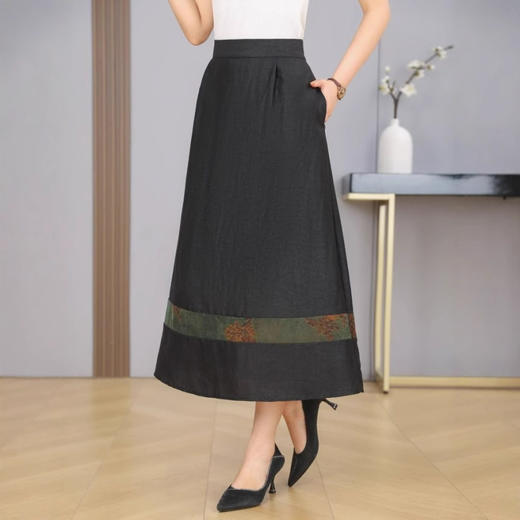 丁摩真丝香云纱龟纹新中式国风休闲新款薄100%桑蚕丝半裙AL2581 商品图0