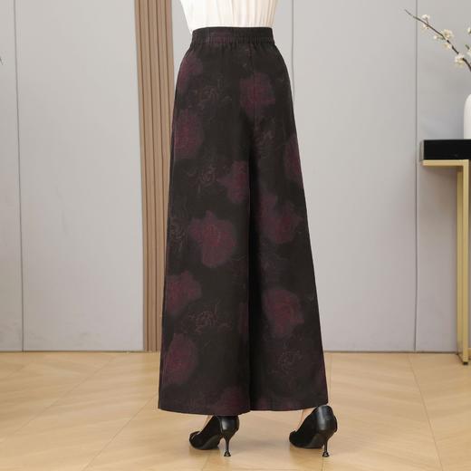 丁摩真丝香云纱龟裂纹老料重磅100%桑蚕丝直筒宽松气质休闲女阔腿裤花AL5611 商品图2