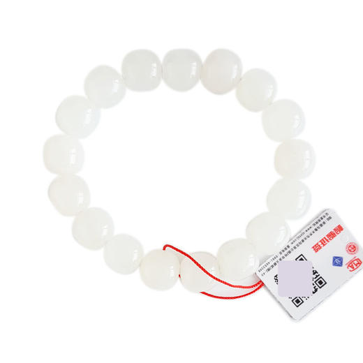 【天然正品】天然约11*12MM无杂裂青海料和田玉桶珠手串天然约11*12MM无杂裂青海料和田玉桶珠手串中性款现售价：980特价！110725NJM03 商品图0