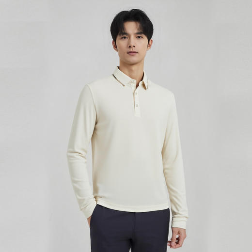 【含桑蚕丝&绵羊毛】圣得西翻领Polo衫2025秋季新款亲肤长袖T恤男 商品图12
