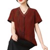丁摩真丝香云纱红云纱印染短袖圆领开衫上衣新简洁100桑蚕丝AL5103 商品缩略图4