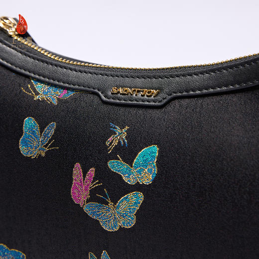 SAINTJOY/上久楷 新中式宋锦女士拎包腋下包晴春蝶戏  BWS25A0502 商品图12